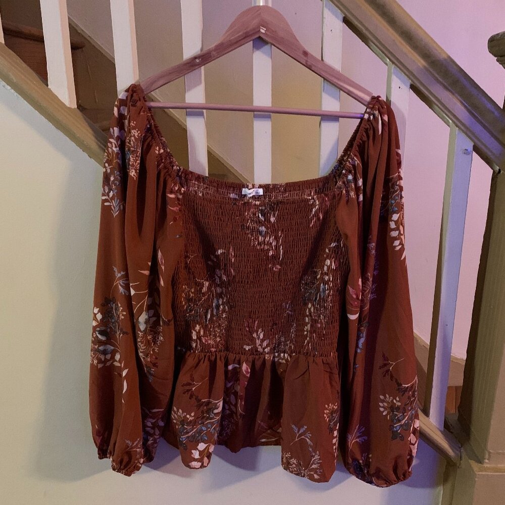 Babydoll Shirt with Smocking and Puffed Sleeves